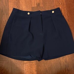 Topshop Dark Blue High Waist Shorts